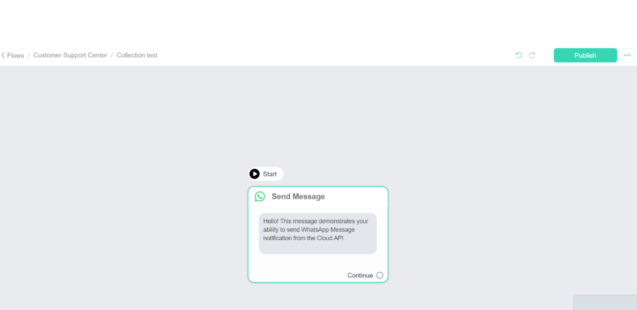 publica el flujo de mensaje de la plantilla de WhatsApp
