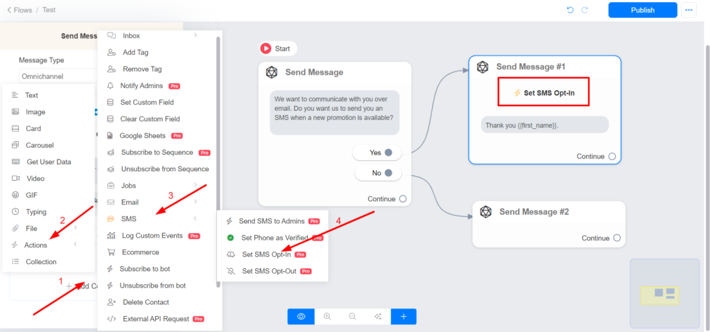 Obtener consentimiento para enviar SMS