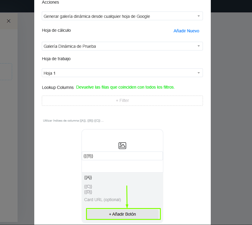 Añadir botón a galería
