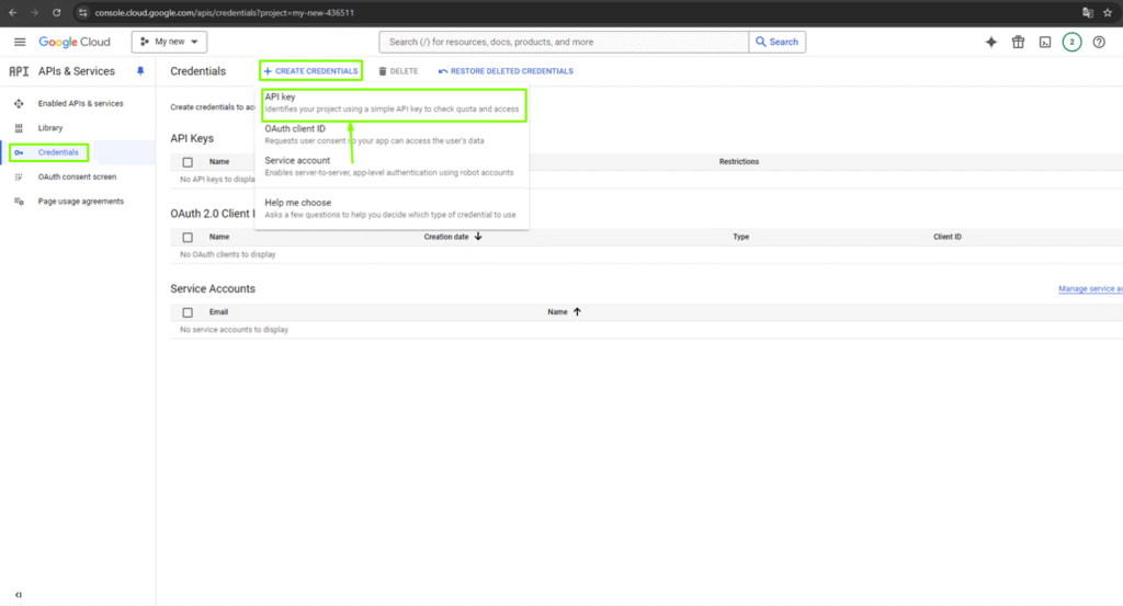 Crear clave API Google Speech to Text