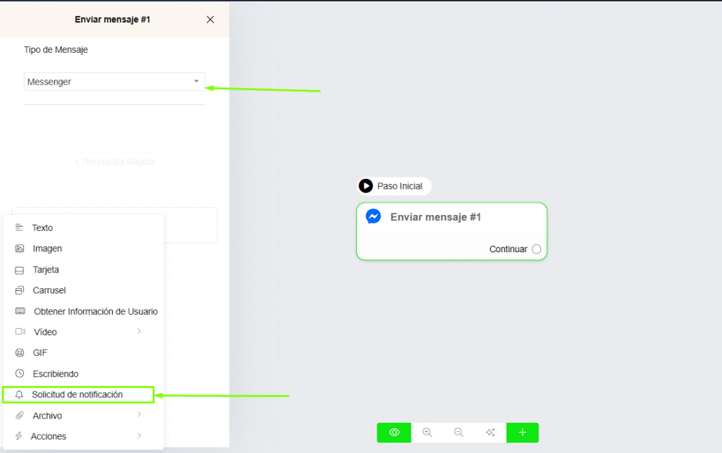 Crear solicitud de notificación