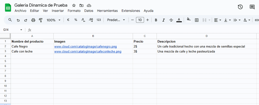 Hoja para galería dinámica