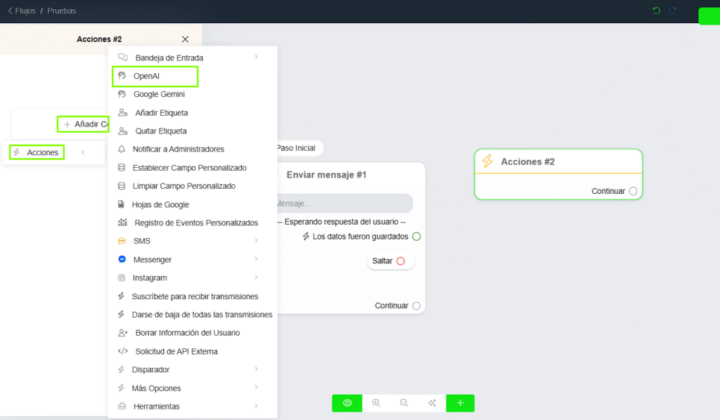 Definir acción OpenAI