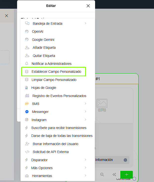 Seleccionar campo personalizado