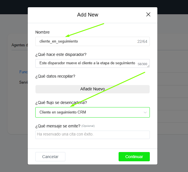 Configurar disparador de IA