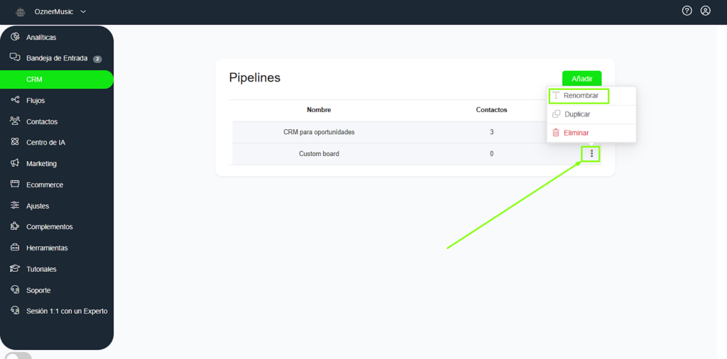 Renombrar Pipeline en Whapify