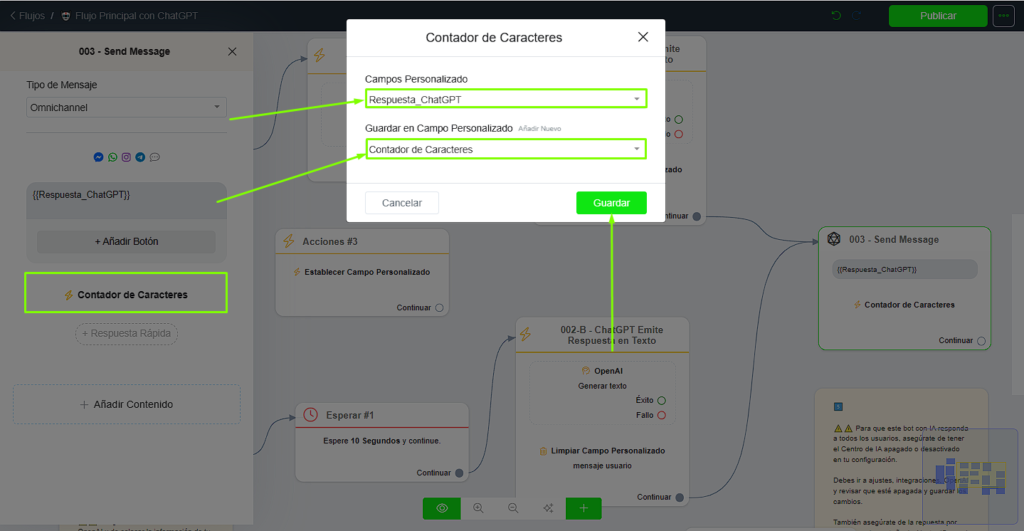 Configuración de variables del contador