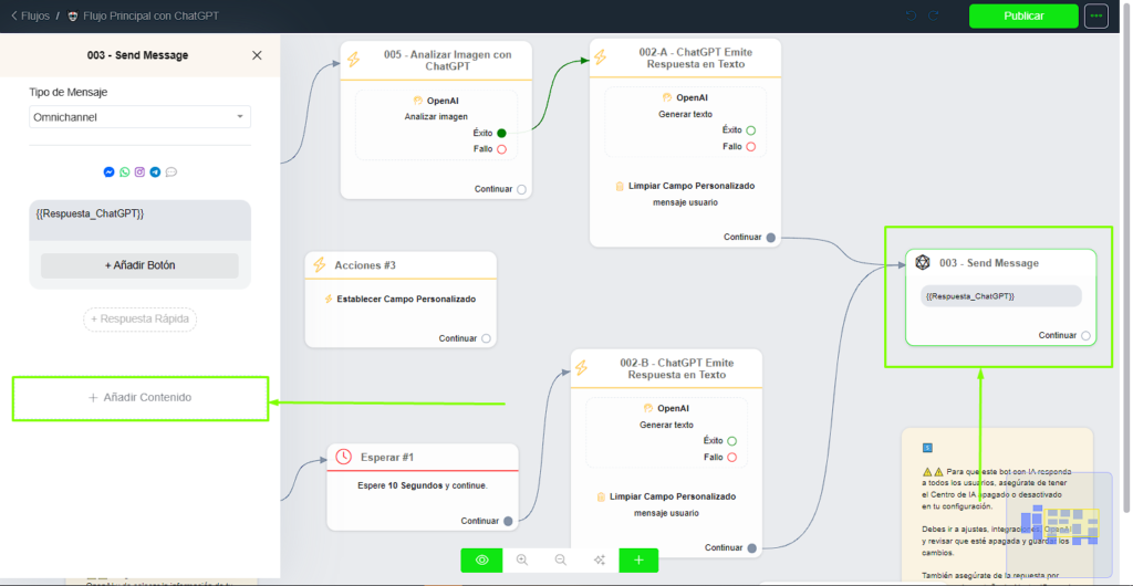 Agregar nueva acción en el flujo