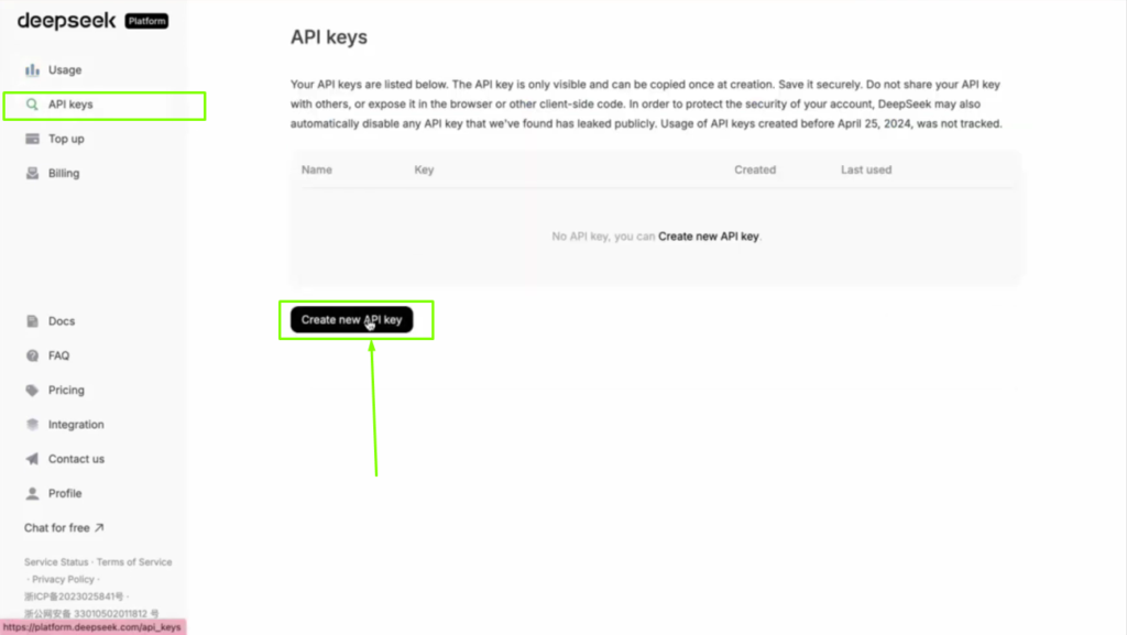 Crear API Key en DeepSeek