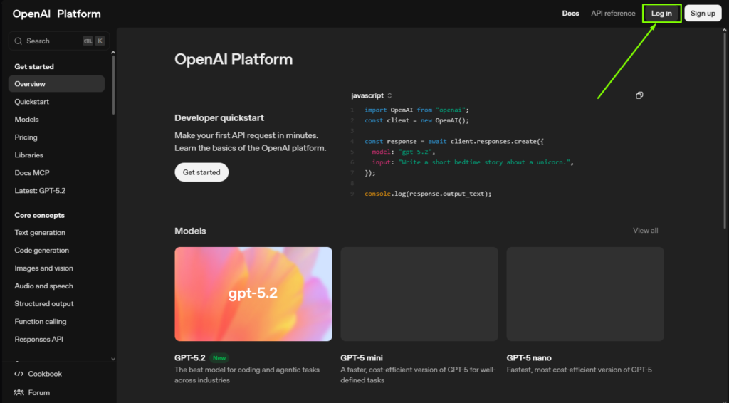 Pantalla de inicio de sesión de OpenAI