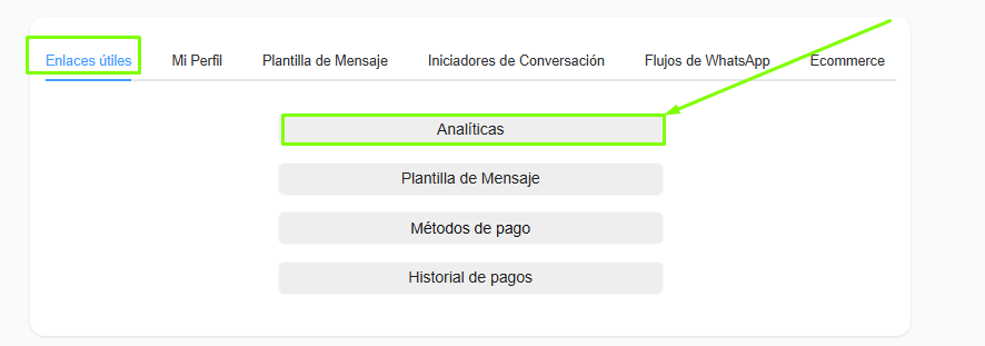 Botón de analíticas en enlaces útiles